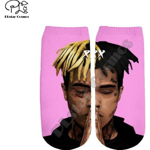 PLstar Cosmos Tupac 2puc XXXTentacion Eminem 90s rapper HipHop 3DPrint Women/men/boy/girl Summer Autumn Short Ankle Socks A-11