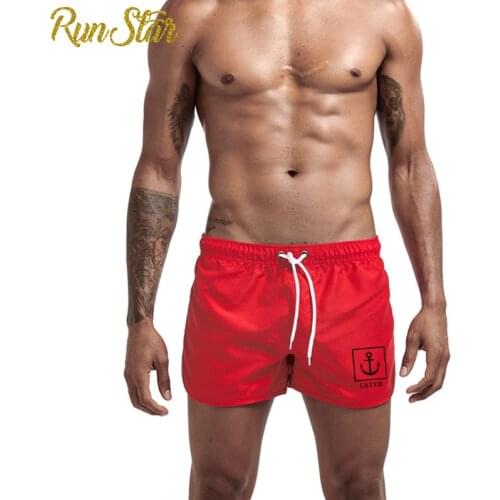 RunStar Summer Printing Swimwear Men Shorts Swimming Trunks Quick Dry Fashion Swimsuit Push Pad Briefs Bathing Beach Wear Surf