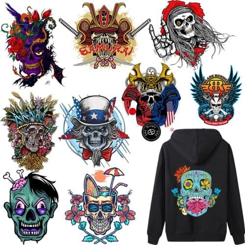 Wing Skull Patches Falg Thermal Stickers on Clothes Fabric Iron-on Transfers for Clothing Thermoadhesive Patch Diy Applique Punk