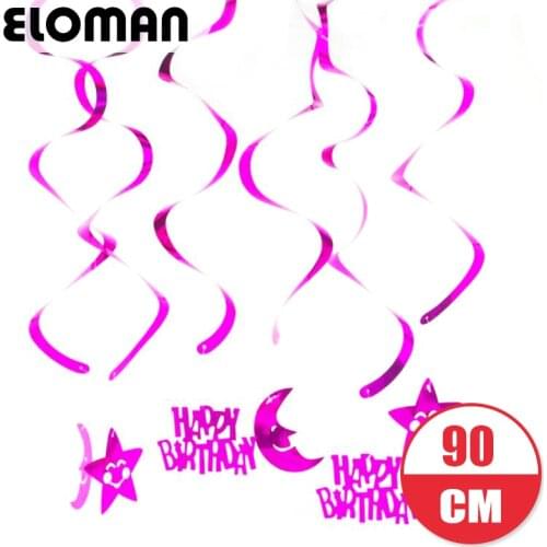 ELOMAN kids birthday party decoration Moon and Star Hanging Swirls 5 colors party supplies