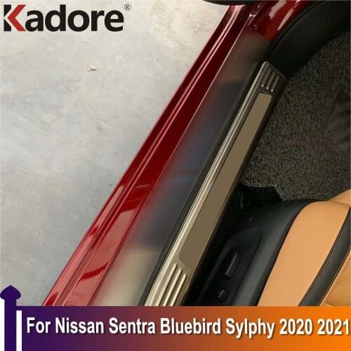 For Nissan Sentra Bluebird Sylphy 2020 2021 Stainless Steel Inner Door Sill Scuff Plate Trim Car Accessories Sticker