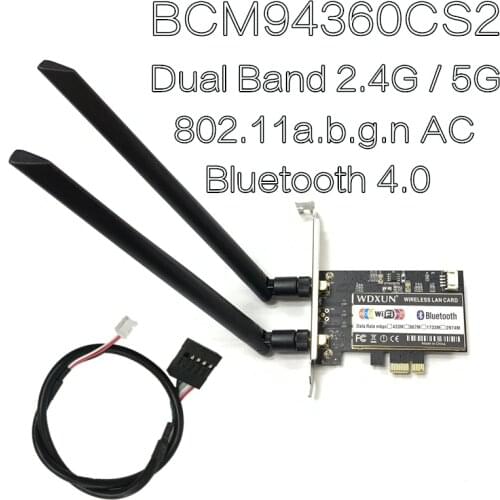 WDXUN For Broadcom BCM94360CS2 1200 Mbps 802.11ac PCI-E Wireless WiFi Adapter