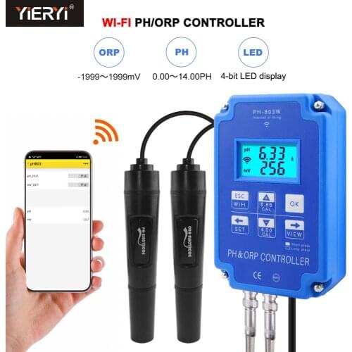 Yieryi Digital pH ORP Redox 2 in 1 Controller Monitor LCD Display Output Power Control Electrode Probe BNC for Aquarium