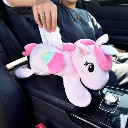 Unicorn Doll Cute Tissue Paper Box Napkins Dispenser Car Home Car Assessoires Interior for Women Paper Towels Holder Tissue Box