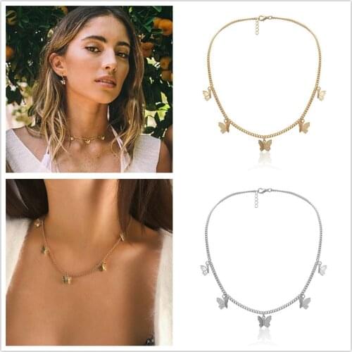 Bohemian chain choker necklace Golden Butterfly Pentagram Multi-layer Necklace Women Beach Party Dress Jewelry Accessories