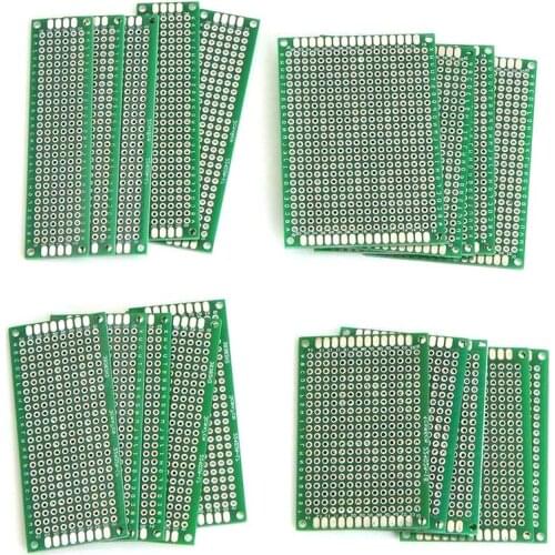 20pcs/lot 5x7 4x6 3x7 2x8cm Double Side Prototype Diy Universal Printed Circuit PCB Board Protoboard For Arduino