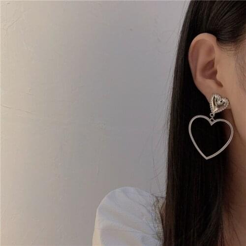 2021 Trendy Retro Personality Large Metal Love Earrings for Women Girls High Quality Peach Heart Hip Hop Jewelry Accessories