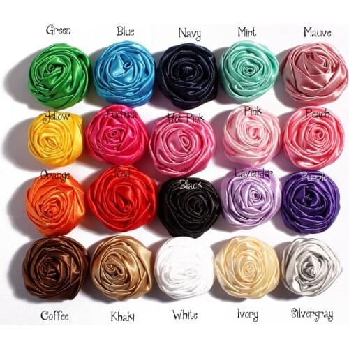 300 pcs/lot , 2" Satin Rolled Rosettes, Fabric Flowers Wholesale