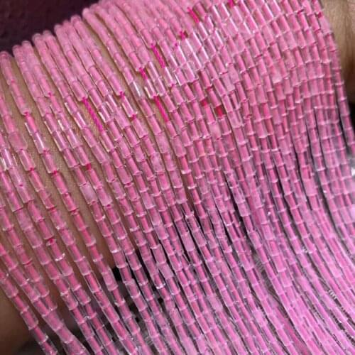 3x4mm Natural Crystal Powder Tube Small Code Loose Beads Semi-finished Jewelry Making Necklace Hot DIY Bracelet Accessories 39cm