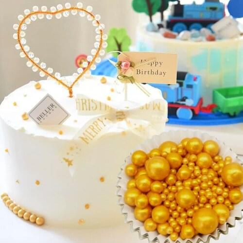 50g Edible Gold Beads Pearl Sugar Ball Fondant DIY Cake Baking Sprinkles Gold Ball Wedding Cake Decoration Free Shipping