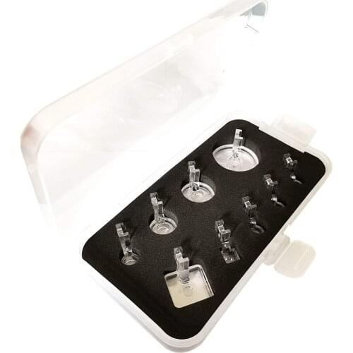 9PCS/Set Clarity Clear Couching Decorative Foot Threads Yarns Free Motion Echo Presser Foot for Low Shank Sewing Machines