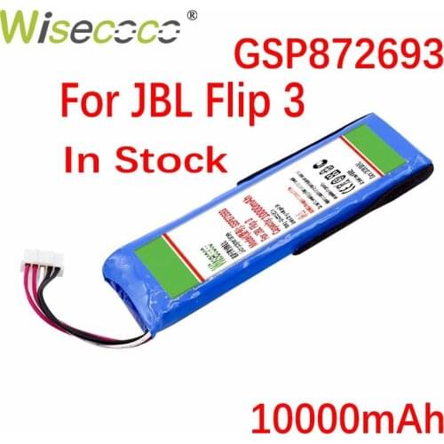 WISECOCO 10000mAh Battery For JBL Flip 3 Flip 3 GRAY P763098 03 GSP872693 High Quality +Tracking Number