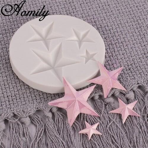 Aomily Stars Shape Cake Silicone Mold Fondant Molds Chocolate Candy Biscuits Moulds Wedding Accessories Baking Tools for Cakes