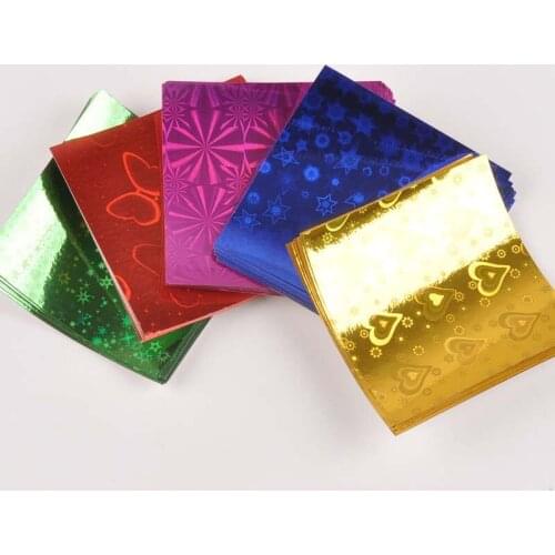 50 Sheets Square Origami Paper Single Sided Effect of laser Shining Papers DIY Kids Folded Paper Craft Scrapbooking Decoration