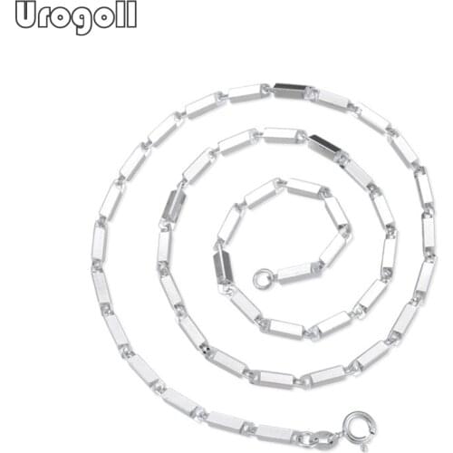 Fine Jewelry Noble Men Chain Pure 925 Sterling Silver Jewelry Genuine Silver Necklaces Male Embossed Square Column Chain Gifts