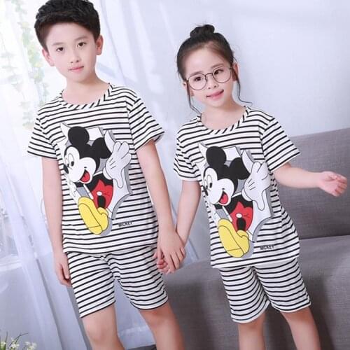 Kids Boys Girls Clothes Inflant Baby Pajamas Summer Short Sleeved Pyjamas Set Disney Cartoon Nightwear Suit Children Sleepwear