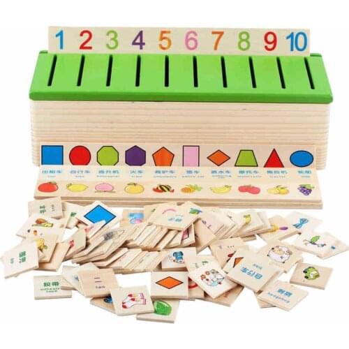 Baby Wooden Puzzles Number Pairing Knowledge Classification Box Educational Toy