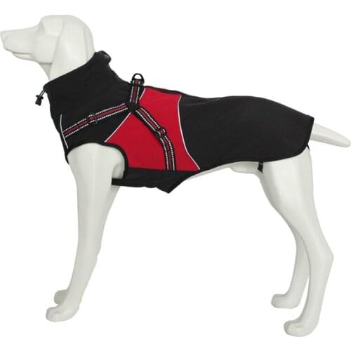 Pet Dual Functional Windbreaker And Harness Dog Fleece Warm Coat For Cold Weather