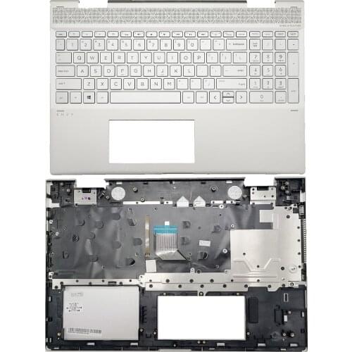 Brand New For HP ENVY X360 15-CN 15-AG 15-CP TPN-W134 Laptop Palmrest Upper Case Cover with Backlit Keyboard L32767-001 Silvery