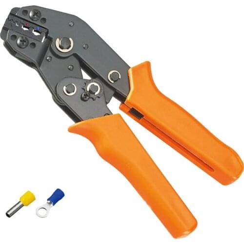Insulated terminals Crimping tool European type Ratchet high precision clamp set 0.5-2.5mm2 electrical Crimp 22-14AWG pliers