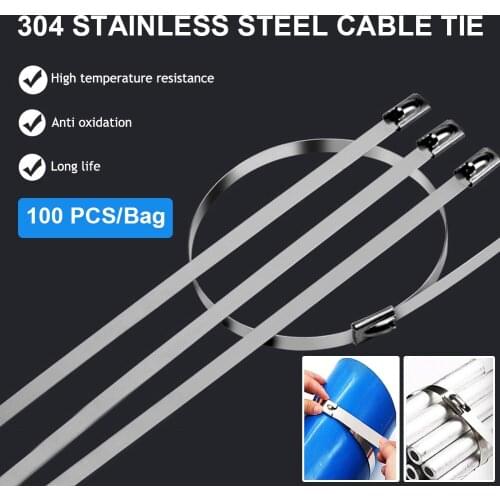 100PCS Multi Self Locking Cable Metal Zip Ties 100/250mm Stainless Steel Cable twist Ties Locking Metal Exhaust Wrap Cable Tie