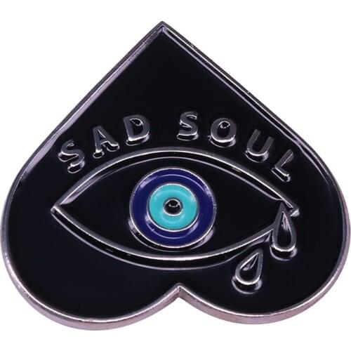 Sad soul tear drop badge evil eye brooch lucky Nazar heart pin life club accessory