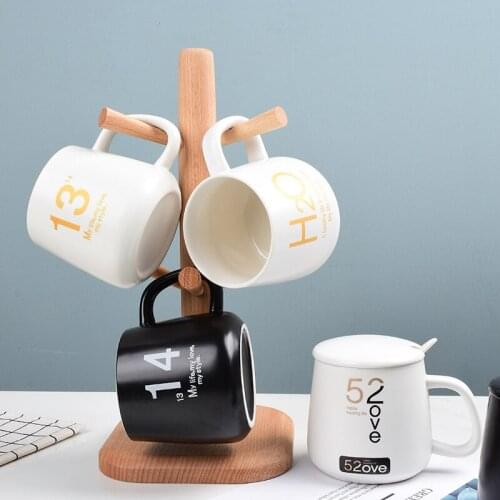 Creative Personality Ceramic Cup With Lid Spoon Trend Couple Water Cup Home Coffee Cup Men And Women Tea Cup