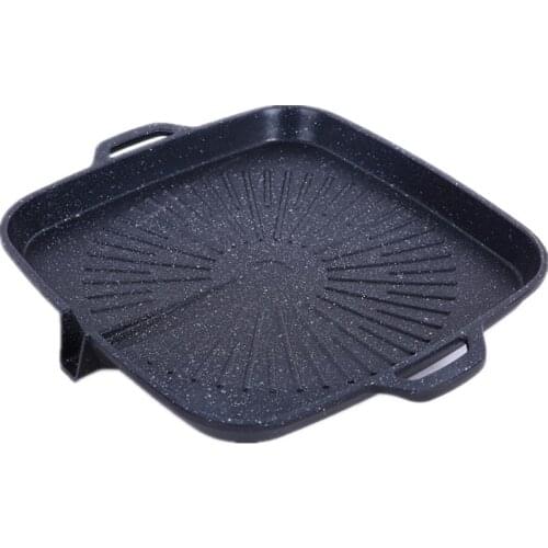 Square Barbecue Plate Korean Barbecue Dish Maifan Stone Coating Household Wild Portable Barbecue Dish Baking Tray