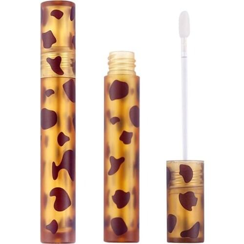 Hot Sales 4ML Lip Gloss Clear Wand Tubes Round Cosmetic Lipgloss Container Amber Spots Empty Lip Gloss Tubes Packaging 10/30pcs