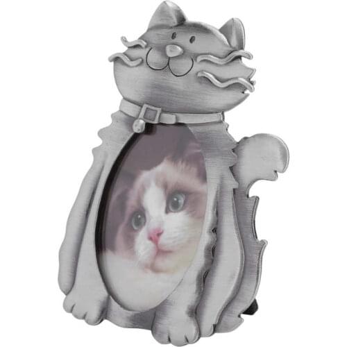 3 Inch Metal Photo Frame Antique Cat Pattern Cartoon Cat Decoration Picture Frame for Home Office