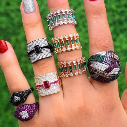 Missvikki Charm Stackable Full Fingers Unique Design Rings Variety Mix Match Clear Austrian Crystal Dubai Jewelry Top Quality