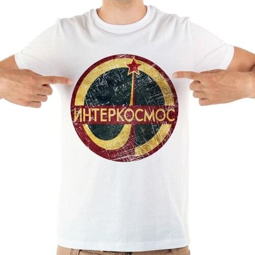 Retro cccp space rocket Emblem t shirt men jollypeach brand summer new white casual short sleeve homme cool tshirt