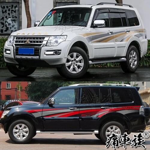 For Mitsubishi Pajero 2018 car stickers color strips pull flowers Pajero body car door exterior decoration modified car stickers