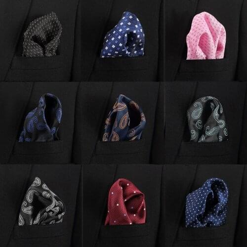 Paisley Floral Men Silk Satin Pocket Square Hanky Jacquard Woven Classic Wedding Party Handkerchief Vintage Dot Hankies