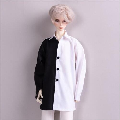 BJD doll clothes suitable for 1-3 1-4 uncle size fashionable youth punk black and white color matching shirt doll accessories