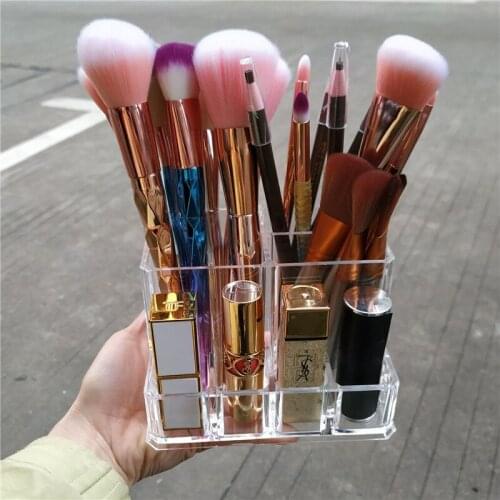 Storage bucket desktop transparent acrylic eyebrow pencil lipstick eye shadow comb box office pen container shelf