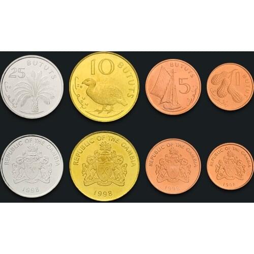Gambia full Set 4 Pieces Coins New Original Coin Unc 100% Real Africa Issuing Coins
