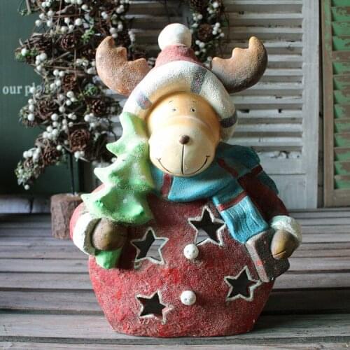 CHRISTMAS ELK RETRO CANDLESTICK HOLLOW RESIN ANIMAL DECORATION GARDEN ANIMAL ORNAMENTS KINDERGARTEN CRAFTS