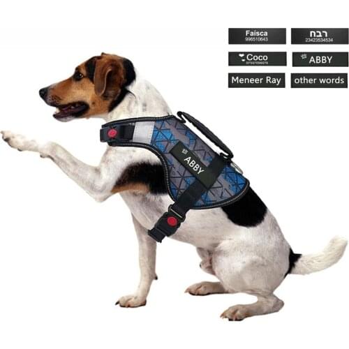 Dog Harness with Customizable Dog Harness Patch，Velcro No-Pulling Reflective Breathable Adjustable Pet Vest with Handle