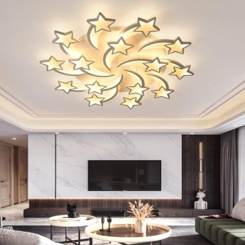 New Ceiling Lights Modern LED With Remote Control For Bedroom Living Room Hotel White Glod Star Decorative Lamps