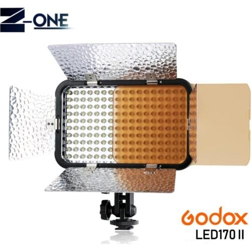 Godox LED170 II Video Light 170 LED Lamp Lighting with Barn Door 5500-6500K Stepless Brightness for Camera DV Canon Nikon