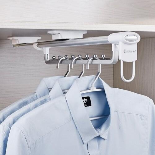 Clothes-Rack Top Install Trousers Rack Telescopic Pants Rack Push-pull Damping Double-row Cabinet Pant Racks Thicken Hardware