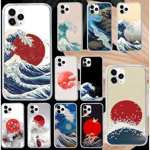 Wave Art Japanese Green Illust Phone Case for iPhone 11 12 pro XS MAX 8 7 6 6S Plus X 5S SE 2020 XR Luxury shell funda coque