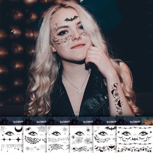 1pc Halloween Tattoo Stickers Face Temporary Tattoo Sticker Non-toxic Long Lasting Body Makeup Scars Of Horror Tattoo Stickers