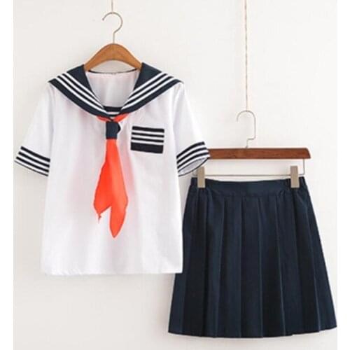 Japanese School JK Uniform Skirt Sailor Suit College Wind Suit Female Students Uniforms White Black Navy Blue Cosplay Costumes