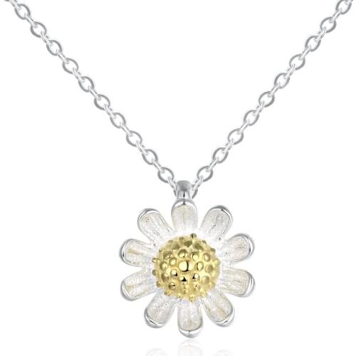 ZEMIOR Necklace For Women 925 Sterling Silver Flower Pendant Little Chrysanthemum Chain Casual Sporty Style Fashion Necklace