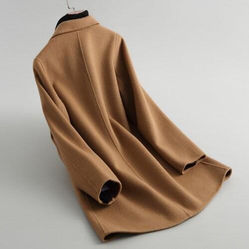 Double-Sided Wool Coat Female Autumn Turn Down Collar Long Jackets Women Casual Wool Overcoat Outwear Tops LX1943