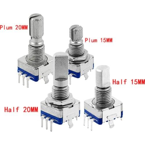 1PCS Half / Plum axis rotary encoder, handle length 15mm / 20mm code switch/ EC11 / digital potentiometer with switch 5Pin