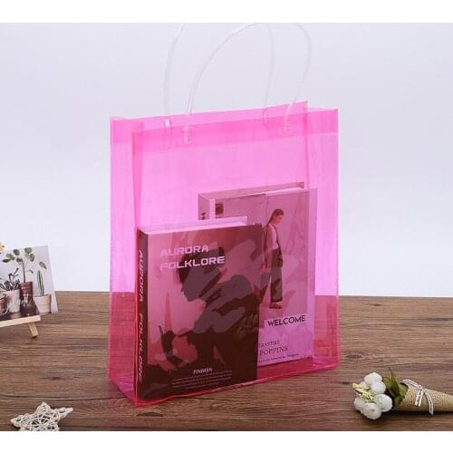 100pcs/lot 7 Size PVC Black Red Green transparent hose handbag PVC Cosmetic Bag Shopping Gift Bag wholesale