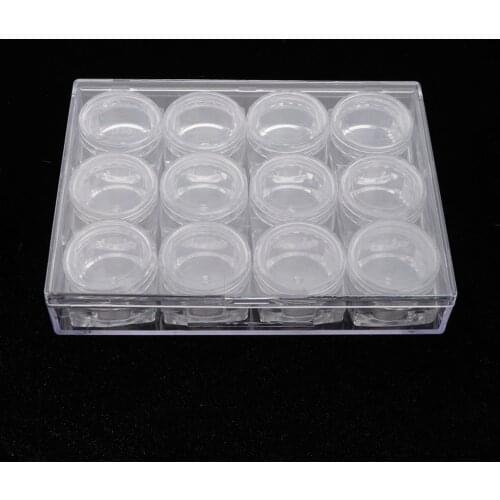 12 Pcs Clear Storage Box Bead Pill Nail Art Pin Case Mini Organizer Holder